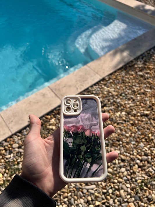 Coque iPhone 12 pro, motif "Rose blanche"